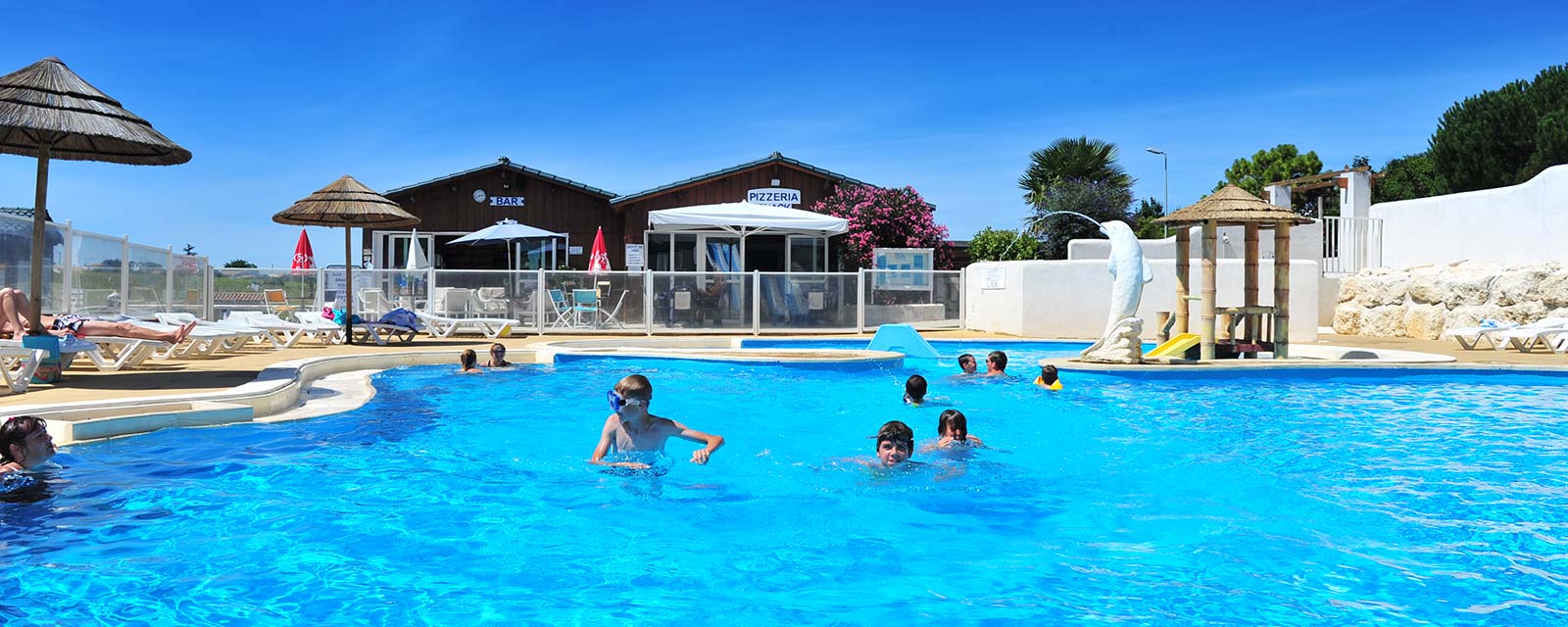 Basin of the aquatic area of the campsite in Charente Maritime