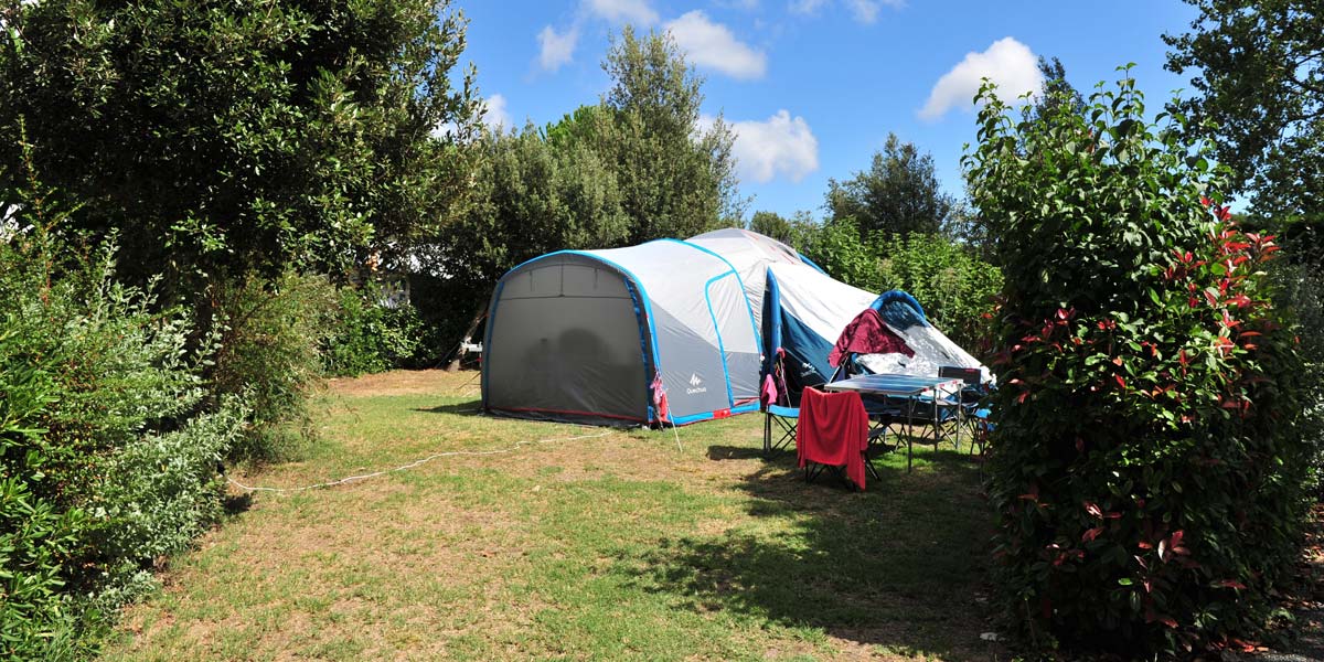 Tent in the campsite park in Charente Maritime in Arvert