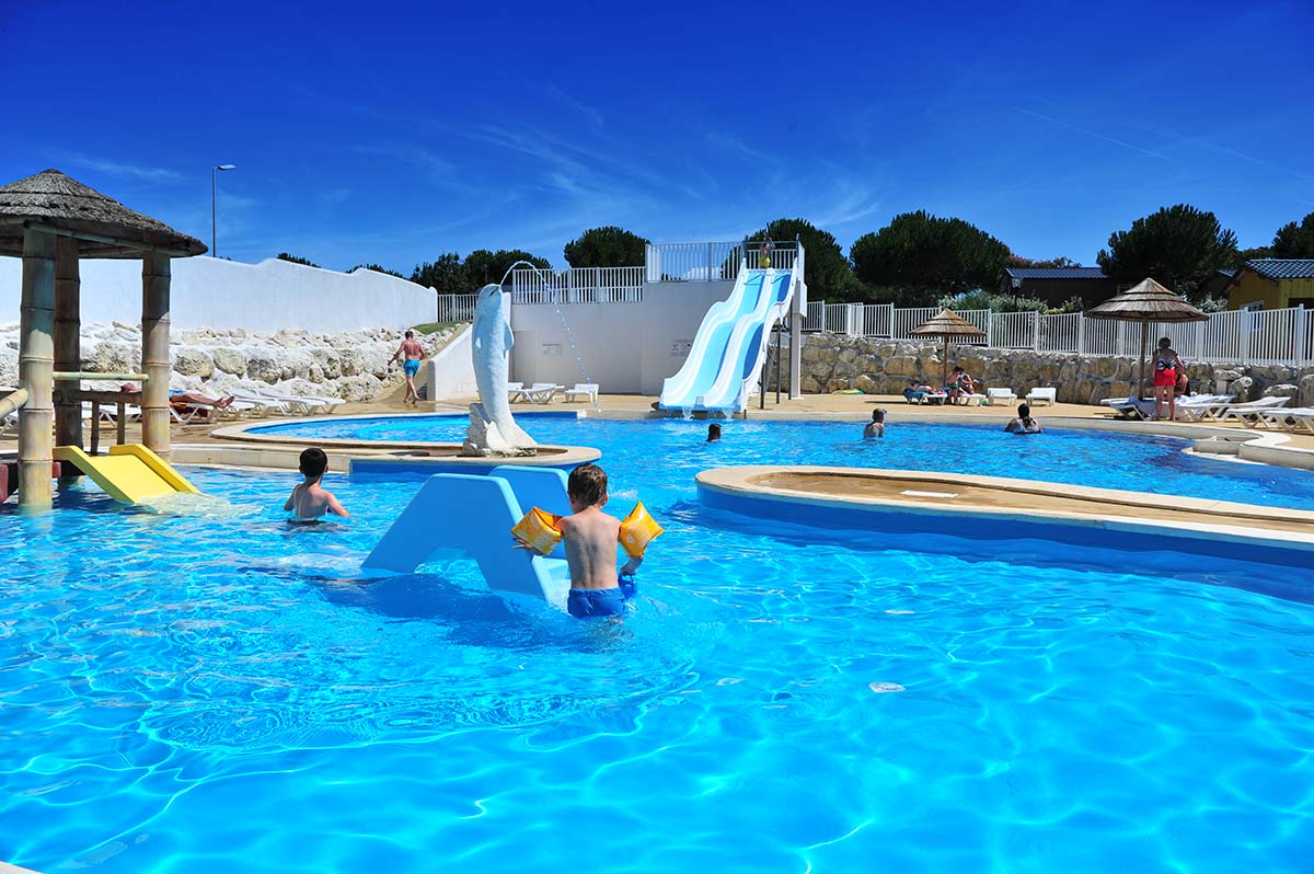 Aquatic area for children at the campsite near La Palmyre