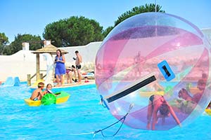 Water bubble for children in the pool area of the Parc de Bellevue campsite in Arvert